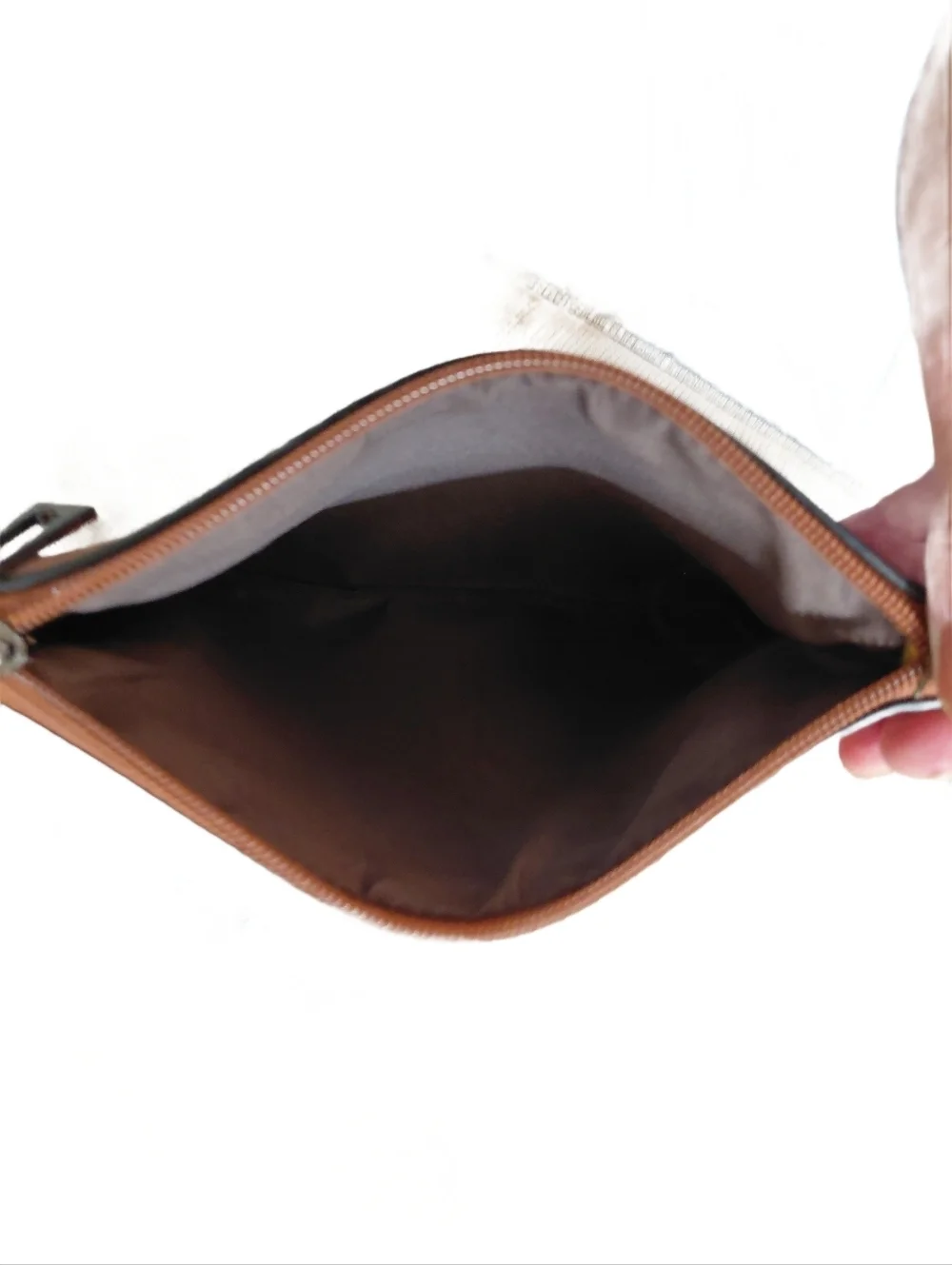 Brown Vegan Leather Backpack with Removable Pouch and Colorful Strap